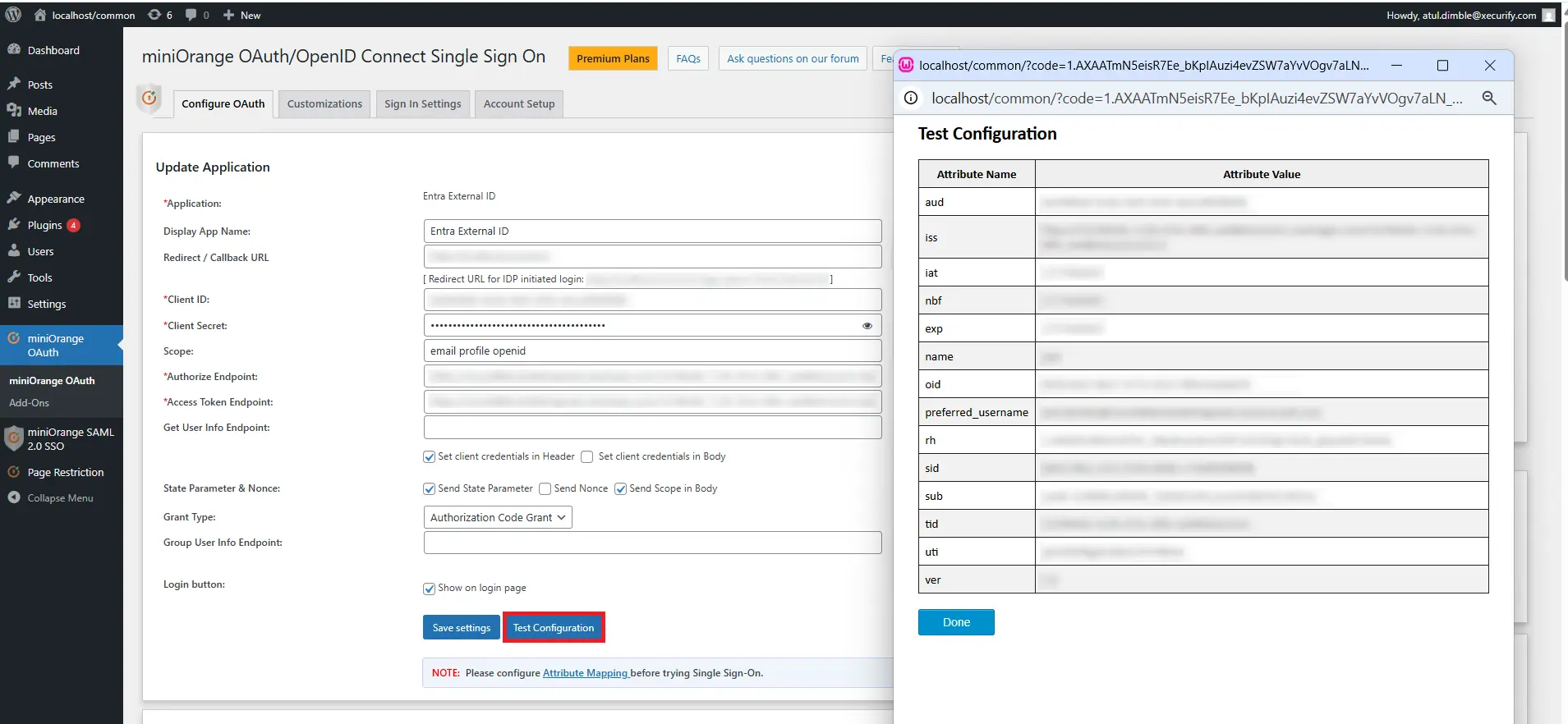 Login with Entra External ID (CIAM) Single Sign-on (SSO) - OAuth Test Configuration