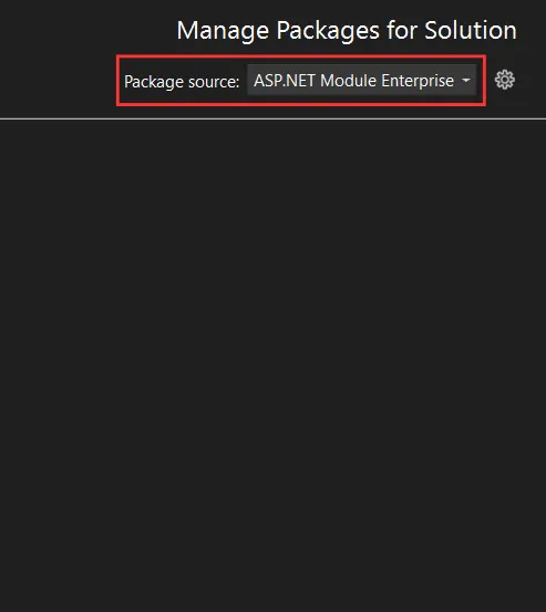 Package Source dropdown