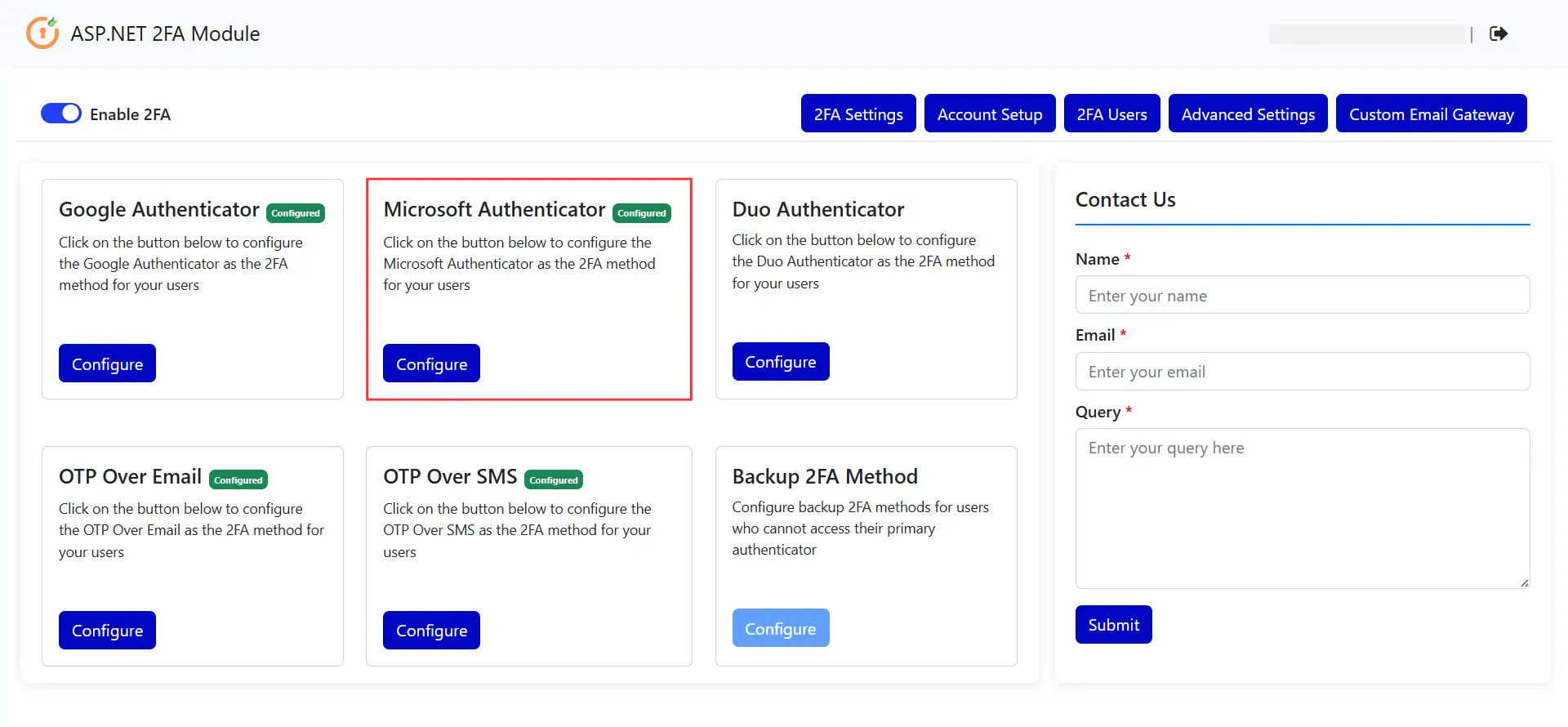 Microsoft Authenticator - Method Configured