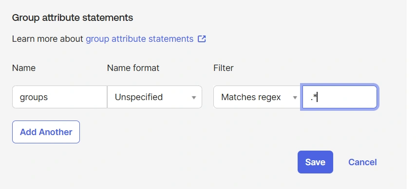 Okta Group Attribute Statements Configuration