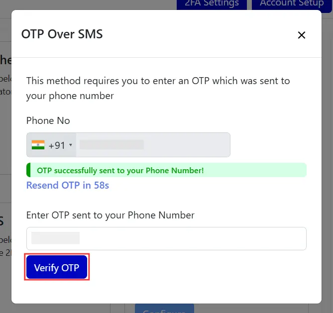 OTP over SMS - Verify OTP