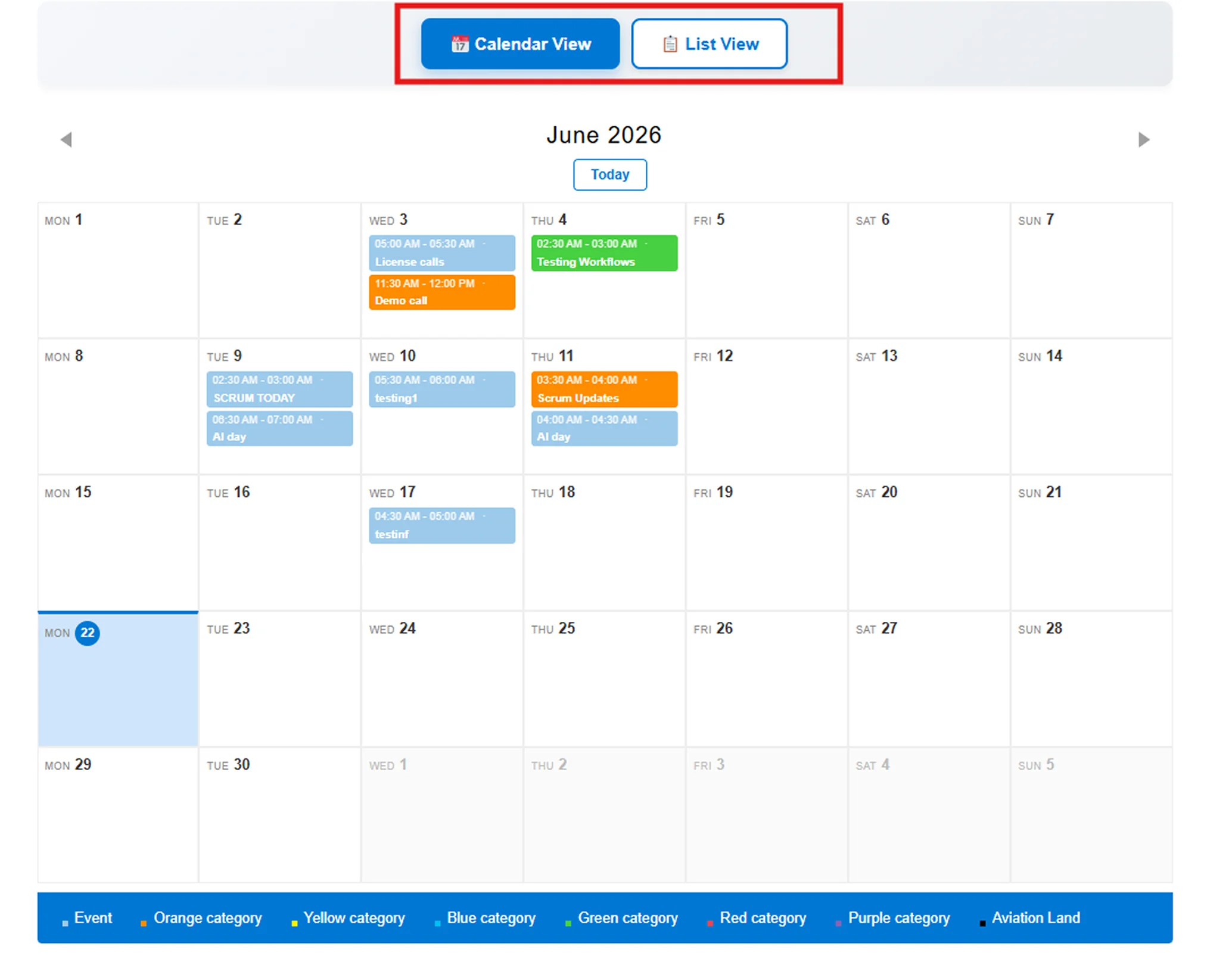 Embed Outlook Calendar on WordPress - Enterprise plugin month view on page