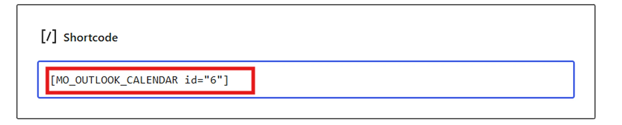 Embed Outlook Calendar on WordPress - Enterprise plugin paste shortcode
