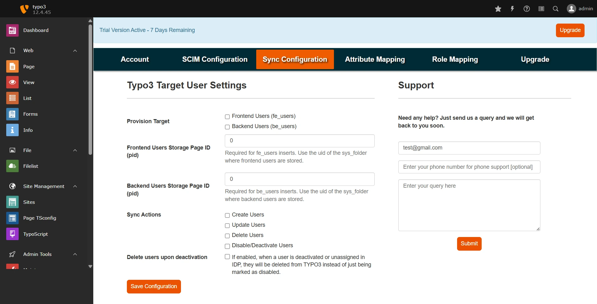 TYPO3 User Sync and Provisioning - Sync Configuration