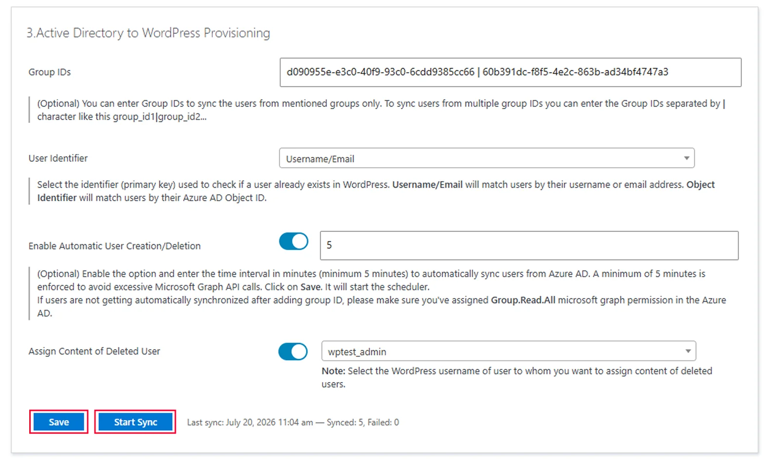 Setup Azure AD Sync - Active Directory to WordPress Sync