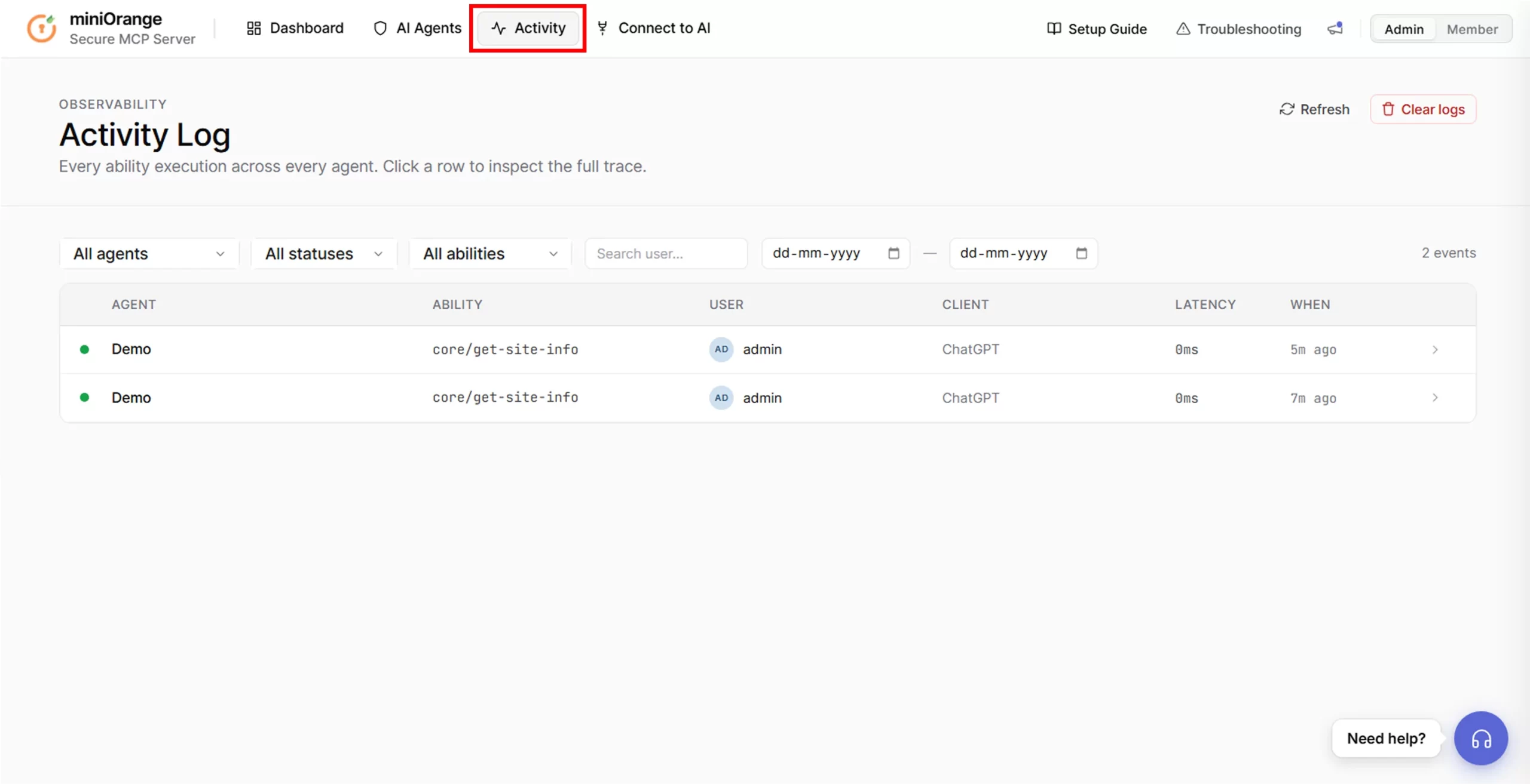 Connect WordPress to AI Agents using MCP | Activity Log