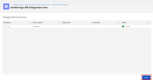Permission set assignment complete confirmation