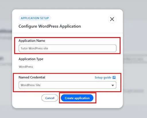 Configure WordPress application