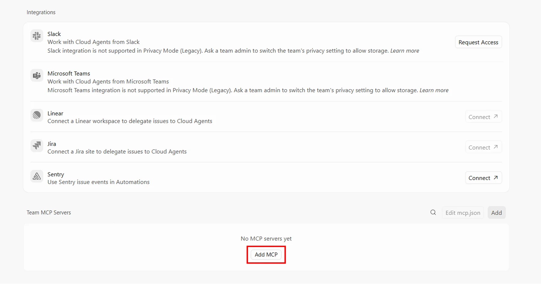 Connect Cursor to WordPress site | Add MCP button