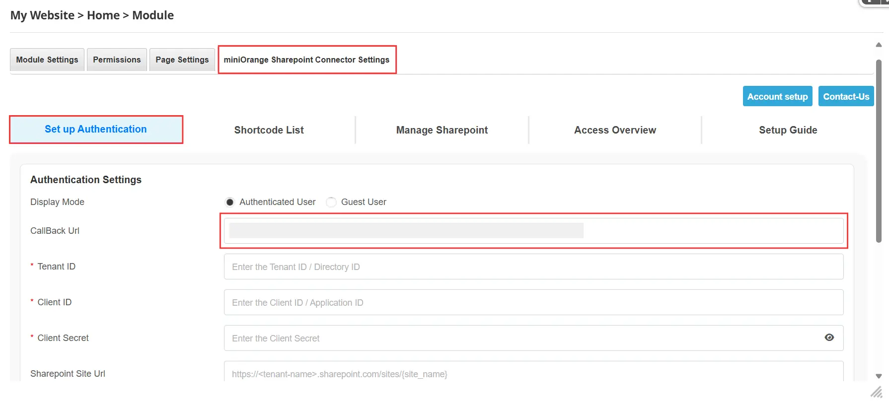 DNN Sharepoint Integration Enterprise - Callback URL