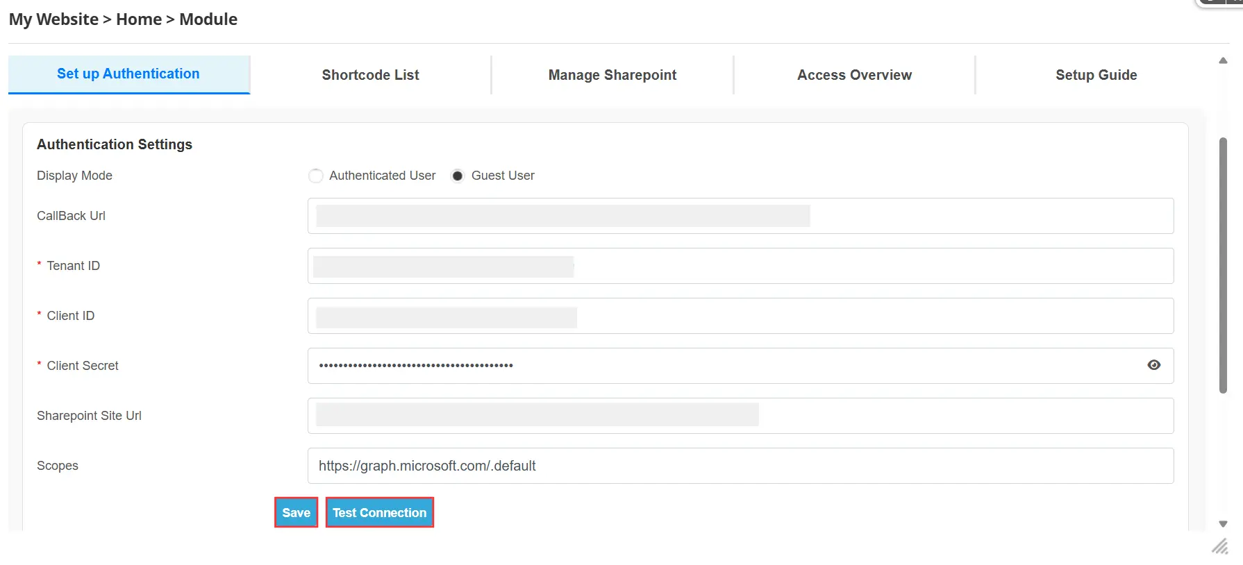 DNN Sharepoint Integration Enterprise - Set up Authentication