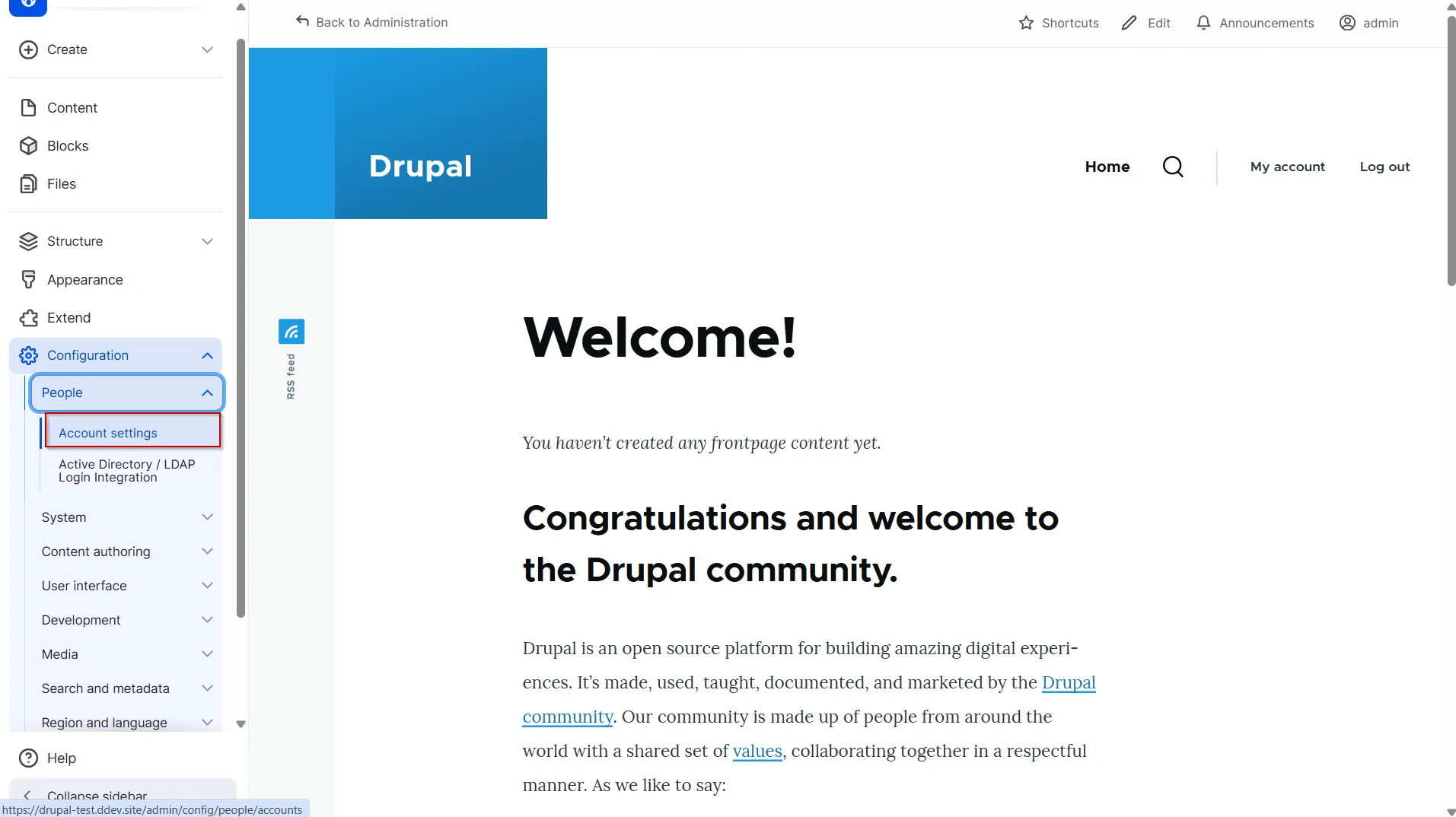 Drupal LDAP - Navigate to Account Settings