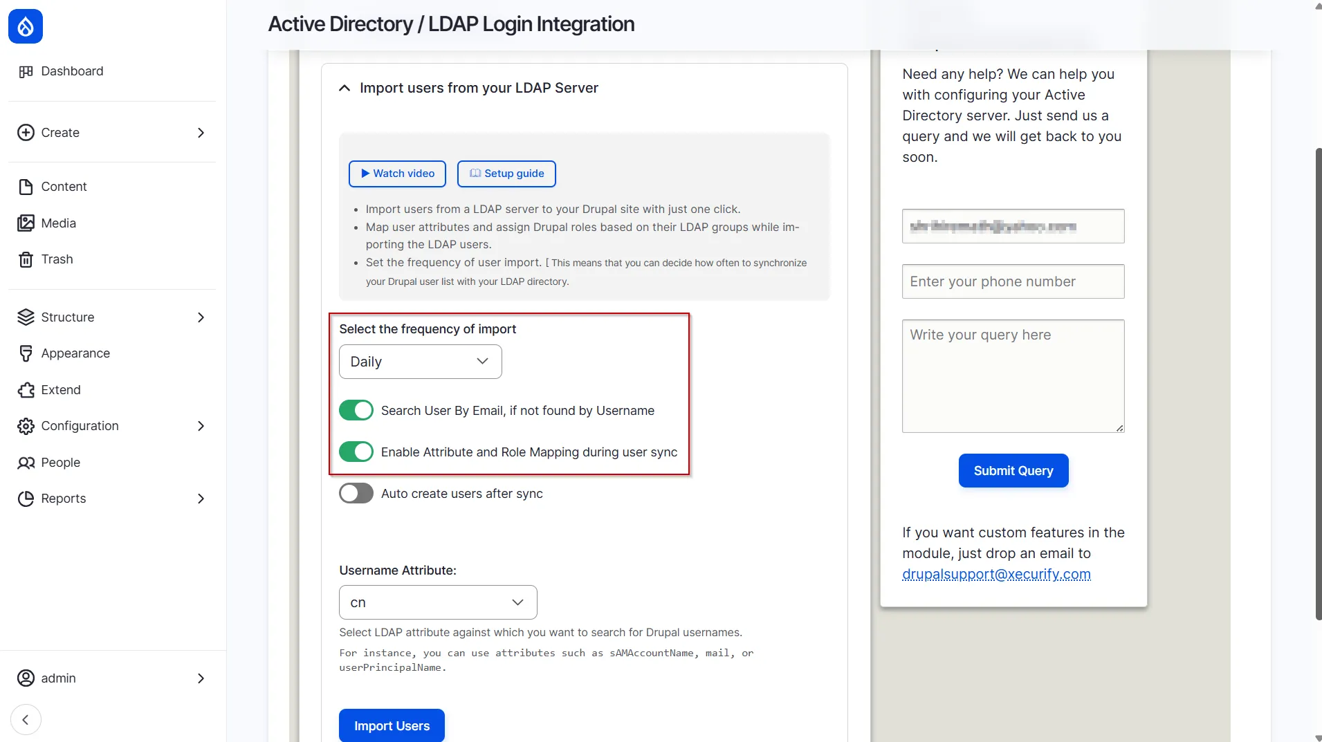 Drupal LDAP - Enable Search by Email and Attribute/Role Mapping