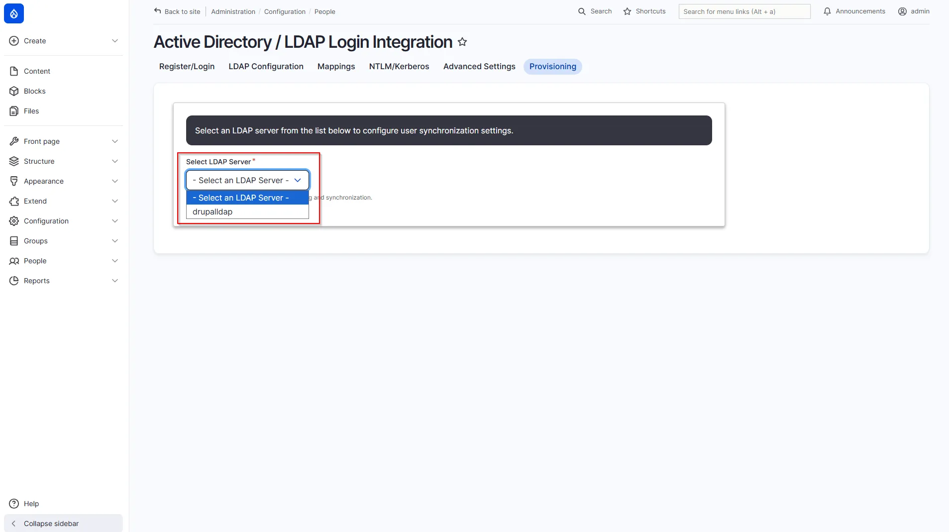 Drupal LDAP - Select LDAP Server