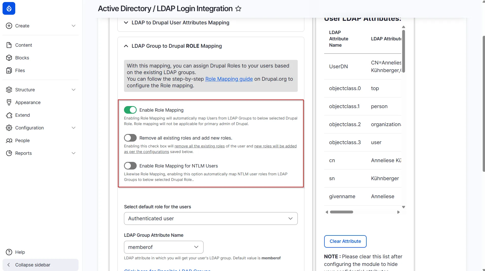 Drupal LDAP - Enable Role Mapping