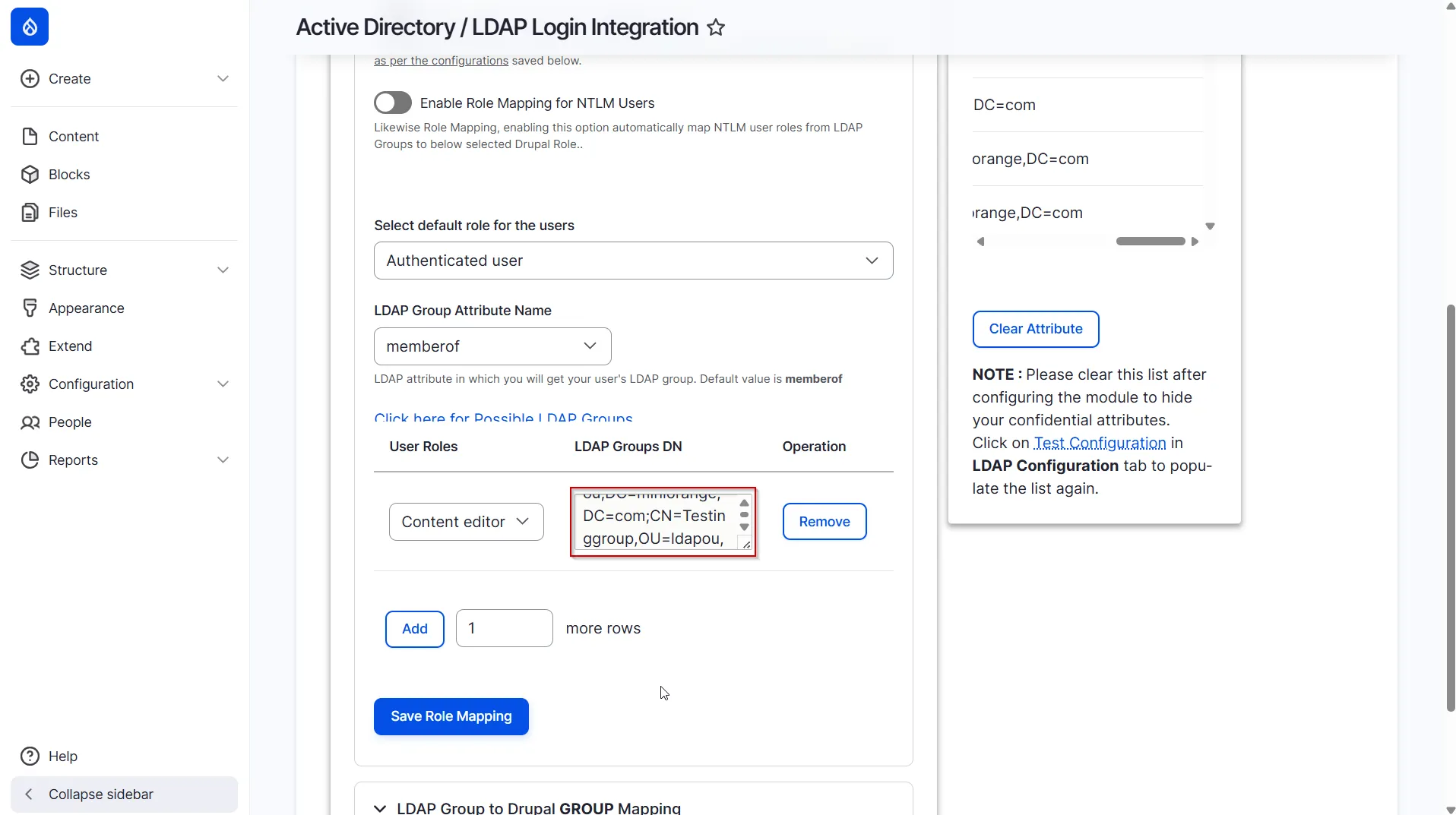 Drupal LDAP - Enter Multiple LDAP Group DNs