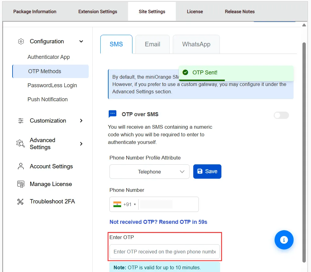 DotNetNuke Two Factor Authentication (2FA) for OTP over SMS with Azure Communication Services | DNN 2FA - Enter OTP