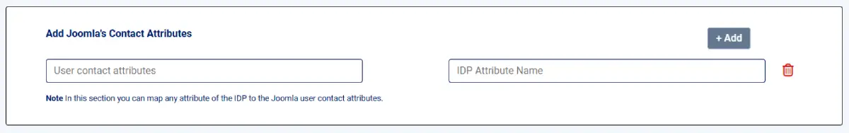 Joomla SAML single sign on User Contact Attribute Mapping