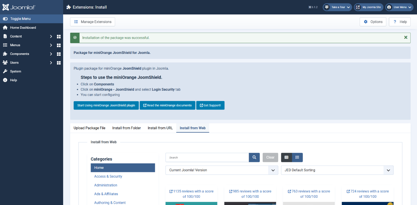Install JoomShield Extension