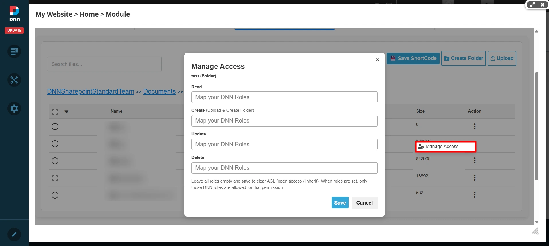 DNN Sharepoint Integration Enterprise - Manage Access