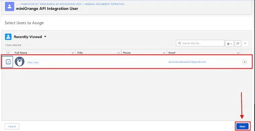 Select users for permission set assignment