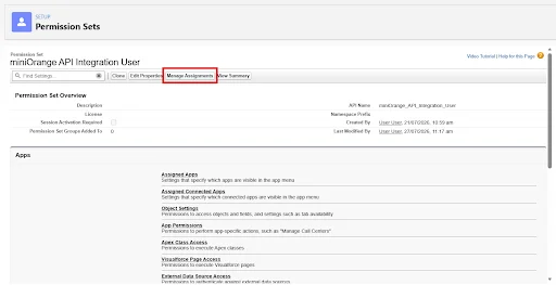 Manage Assignments for permission set