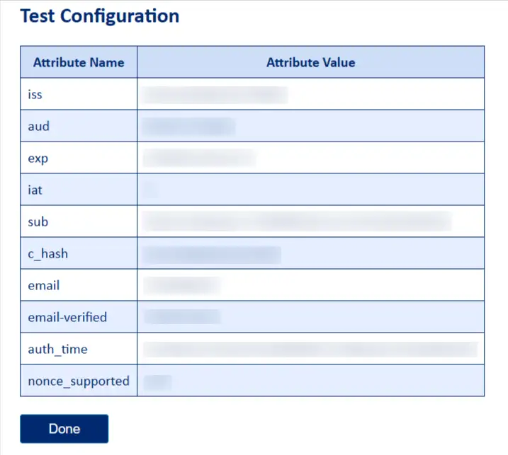 Configure Apple SSO (Single Sign-On) - Test Configuration Result