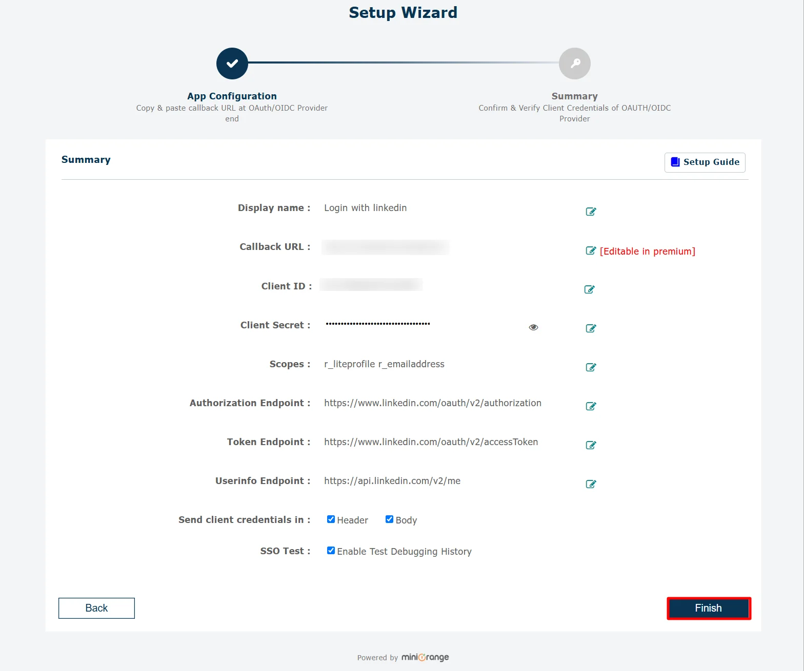 Configure LinkedIn App SSO - Select Application