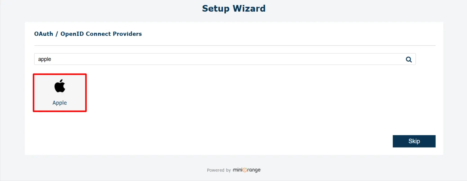 Configure Apple SSO (Single Sign-On) - Select Application