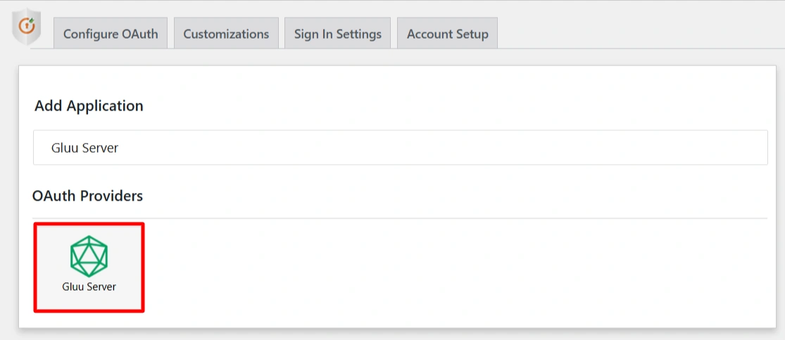 Configure Gluu Server SSO - Select Application
