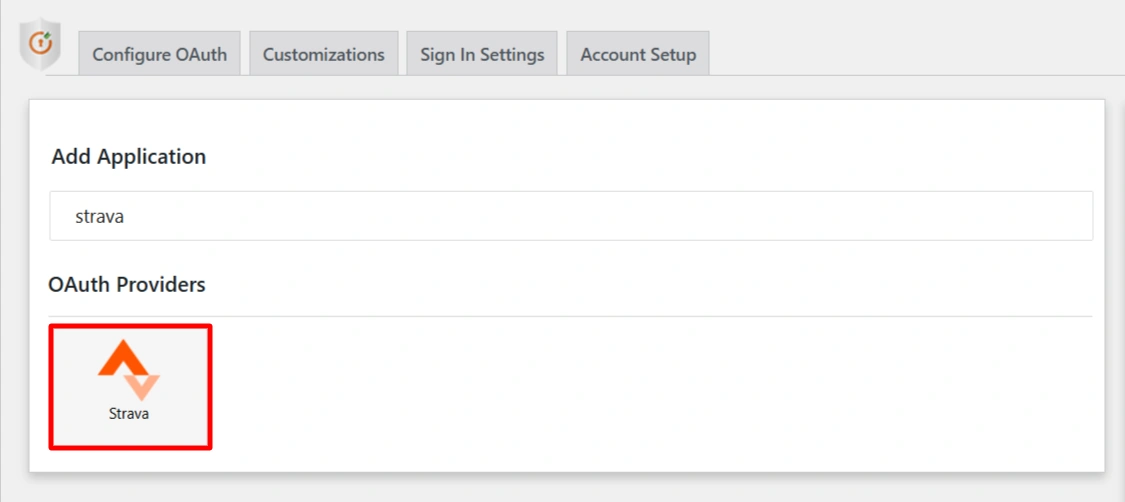 Configure Strava SSO (Single Sign-On) - Select Application