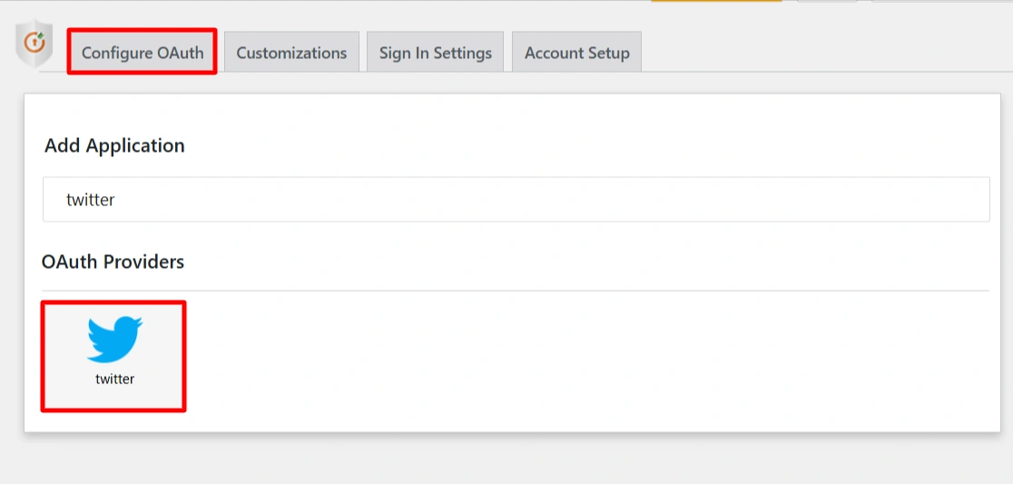 Configure Twitter SSO (Single Sign-On) - Select Application