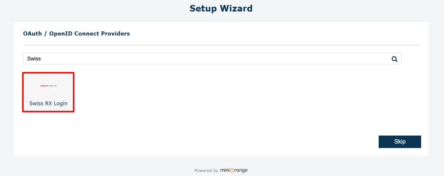 Configure Swiss-RX-Login SSO (Single Sign-On) - Select Application