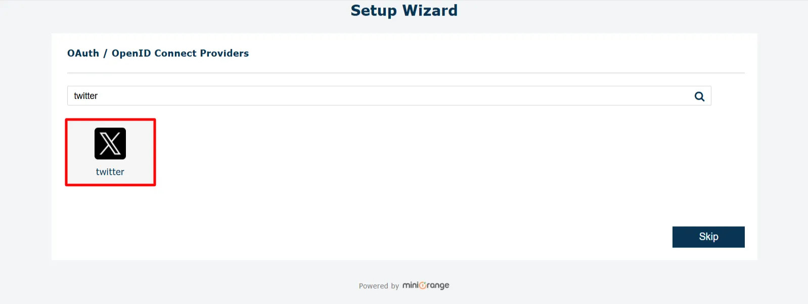 Configure Twitter SSO (Single Sign-On) - Select Application