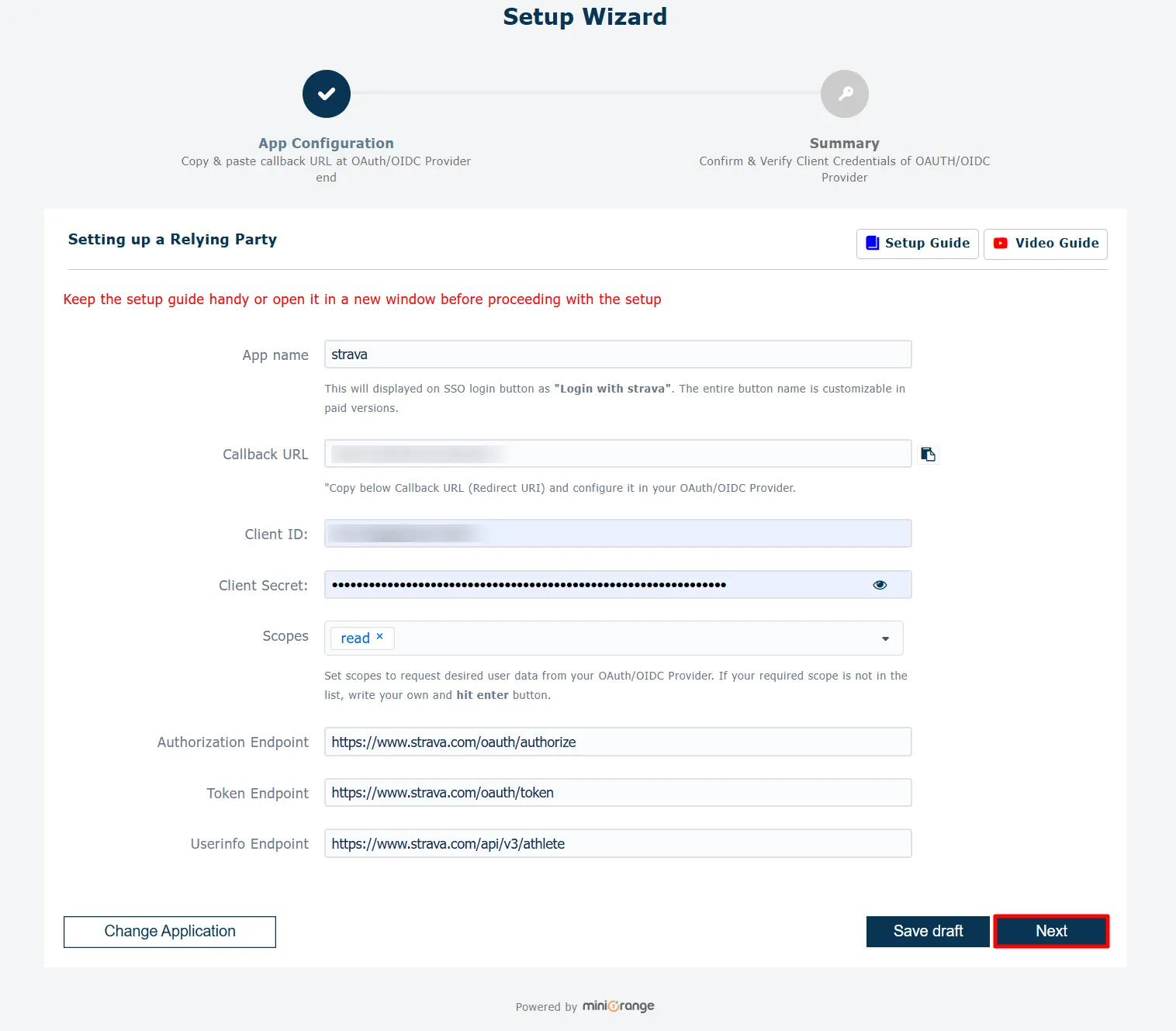 Configure Strava SSO (Single Sign-On) - Click Next