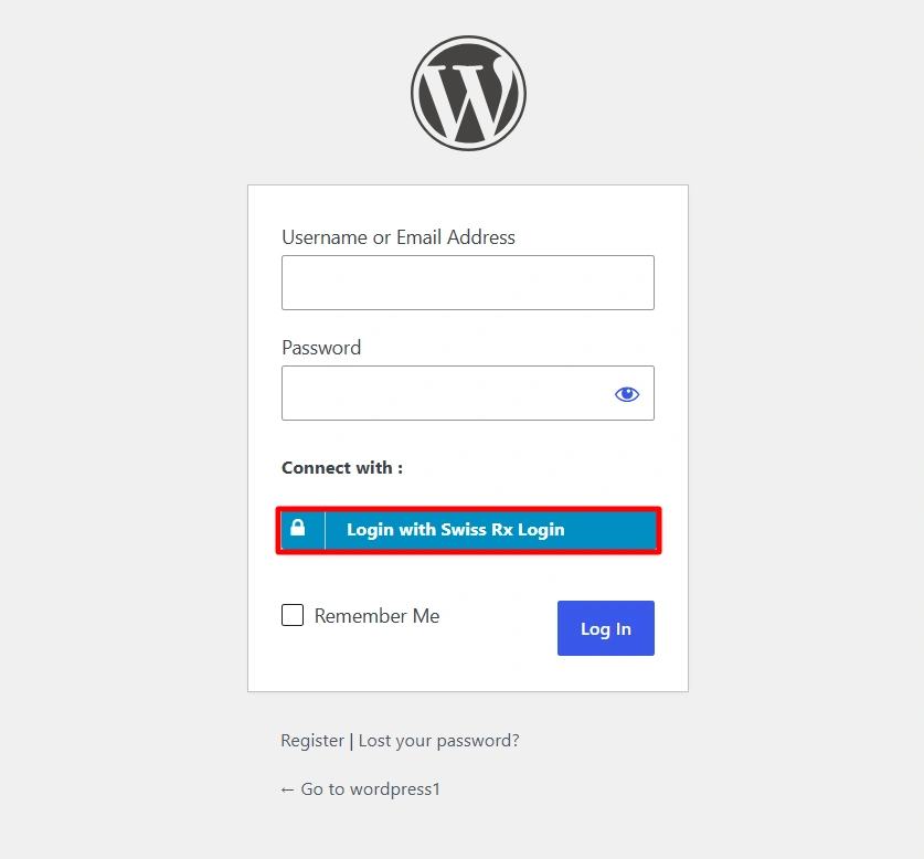 Configure Swiss-RX-Login SSO (Single Sign-On) - Login Button