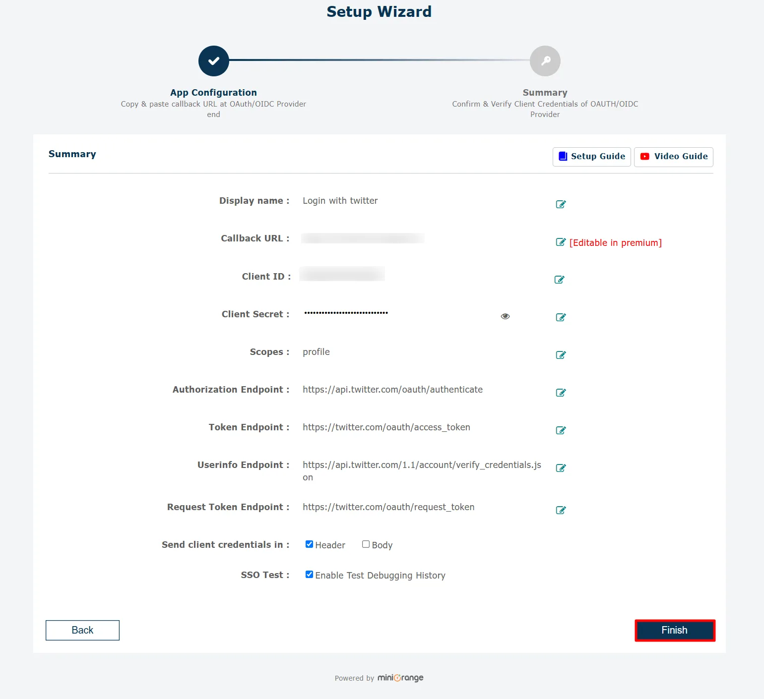 Configure Twitter SSO (Single Sign-On) - Select Application