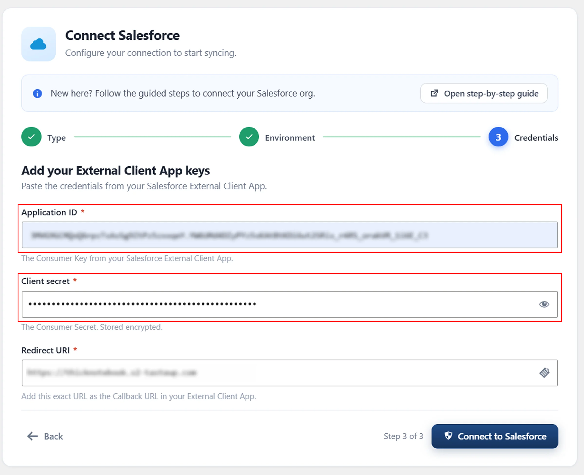 Configurer la synchronisation Salesforce avec WordPress - Identifiants
