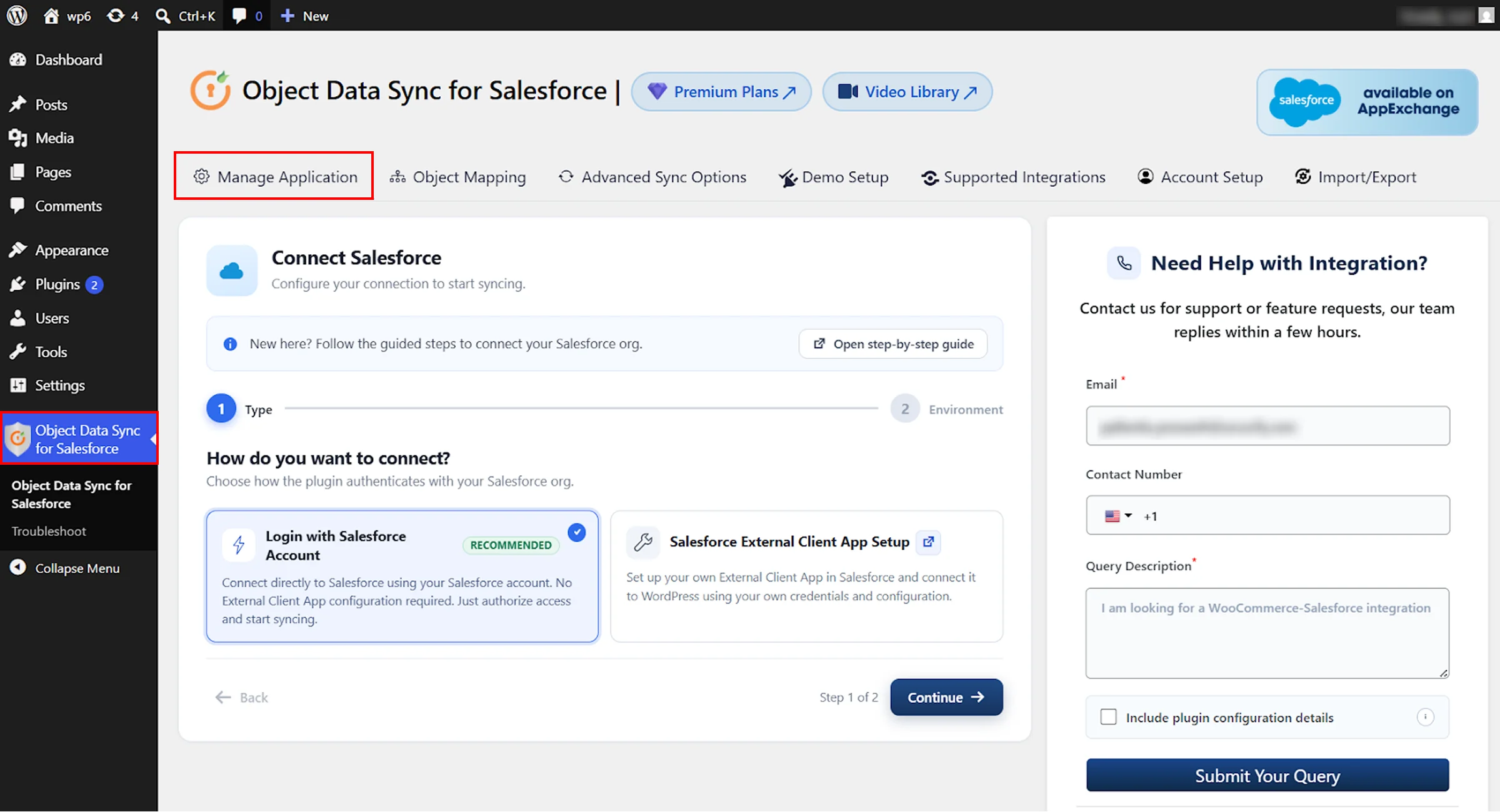 Configurer la synchronisation Salesforce avec WordPress - Gérer l'application