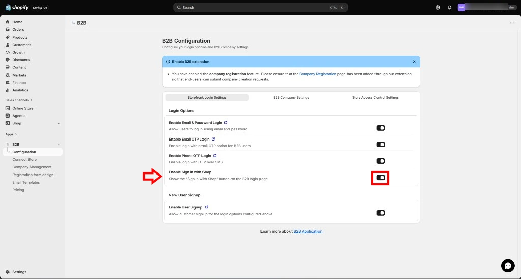 Enable Sign in with Shop