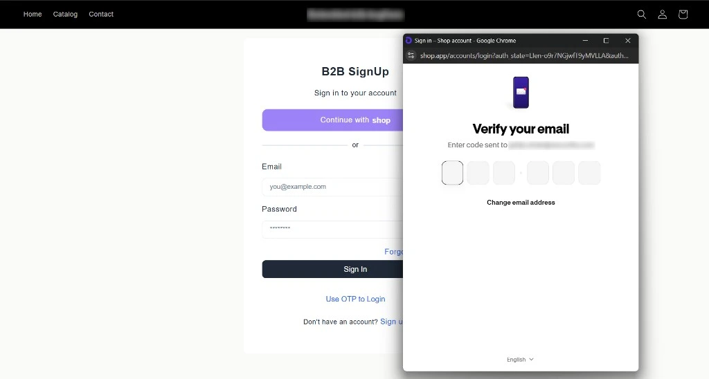 Verify Shop app account email