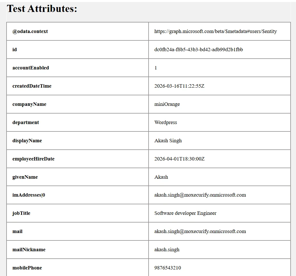 Setup Azure AD Sync - Test Attributes