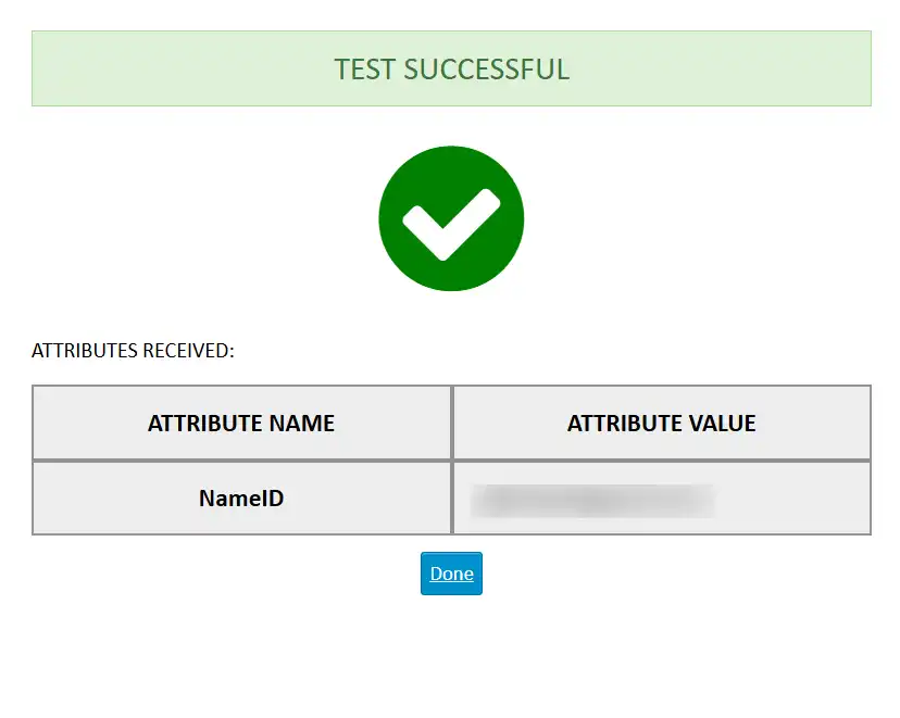 Umbraco SAML SSO - Test Configuration Successful