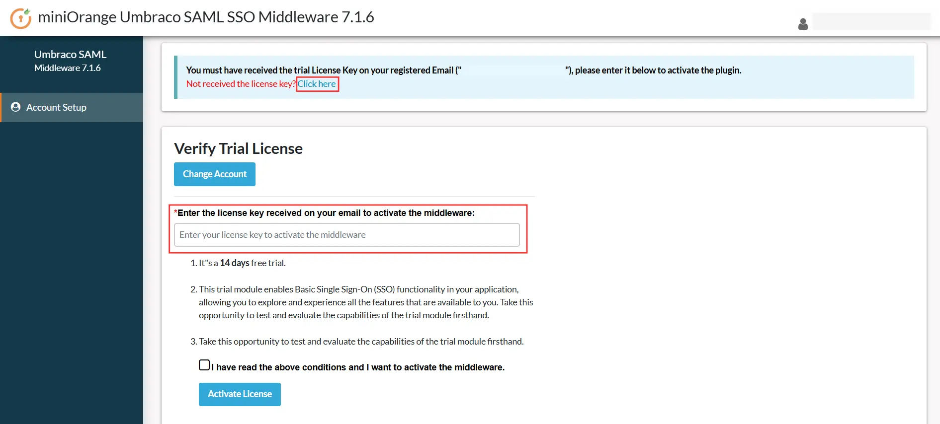 Umbraco SAML SSO - Verify Trial License