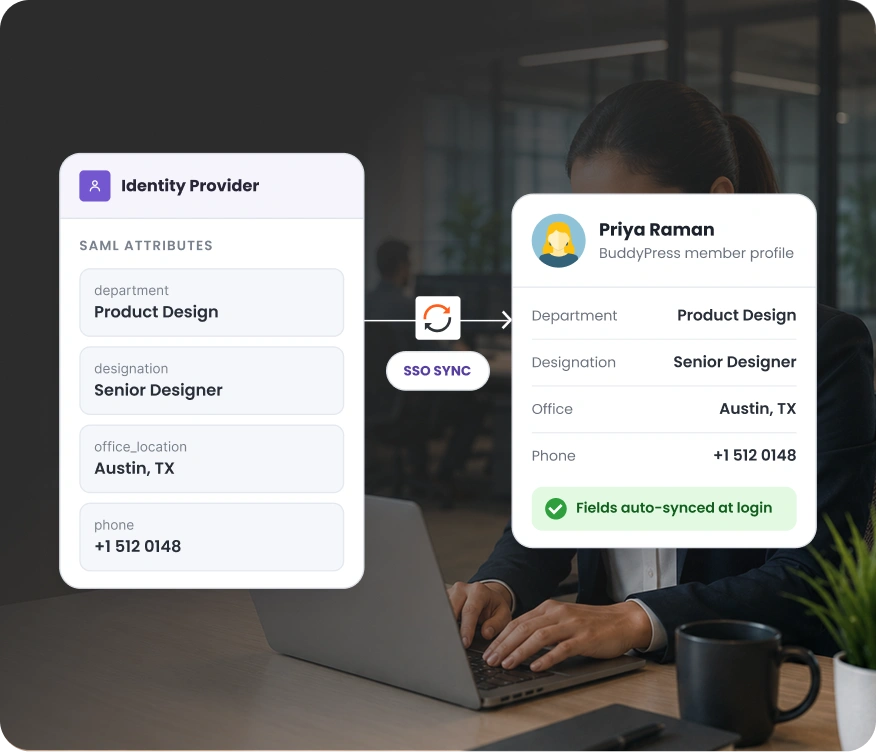 Portal de colaboración e intranet para empleados | Integración con inicio de sesión único (SSO) de BuddyPress