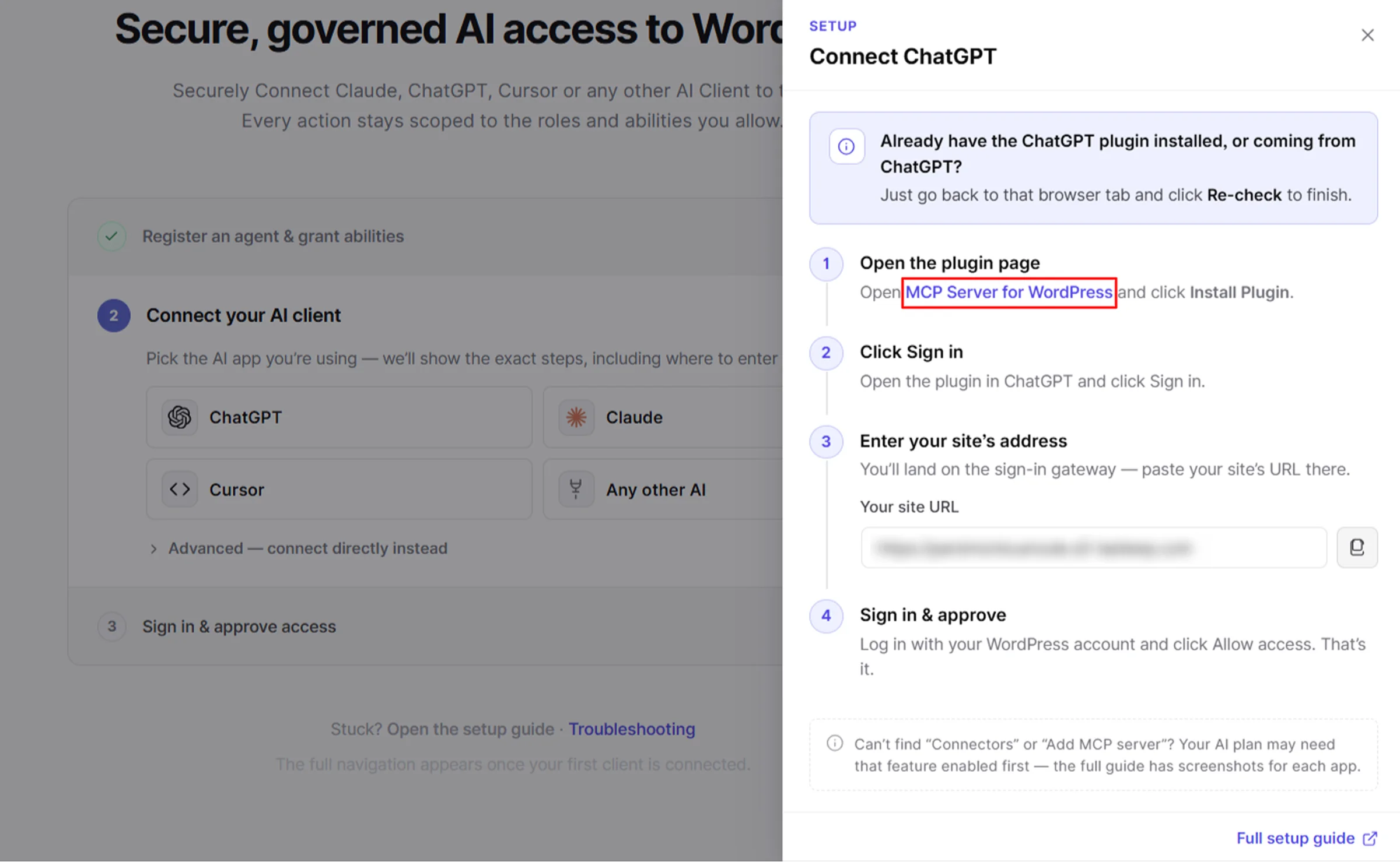 Connect ChatGPT to WordPress site | ChatGPT MCP Server for WordPress link