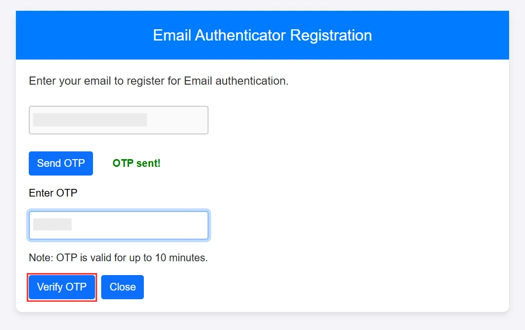 Umbraco 2FA - Verify end user email OTP