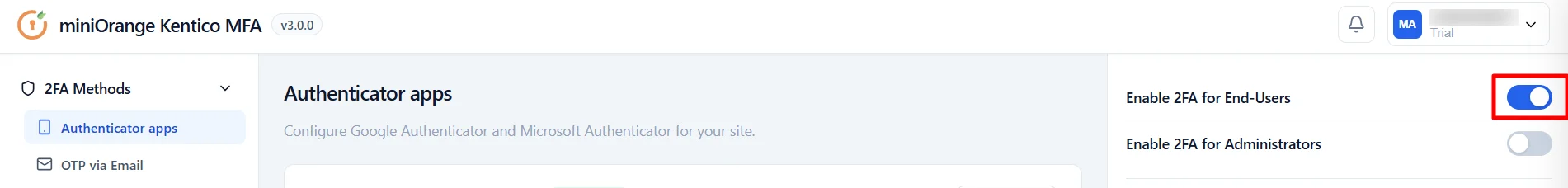 Kentico MFA - Enable 2FA for End-Users