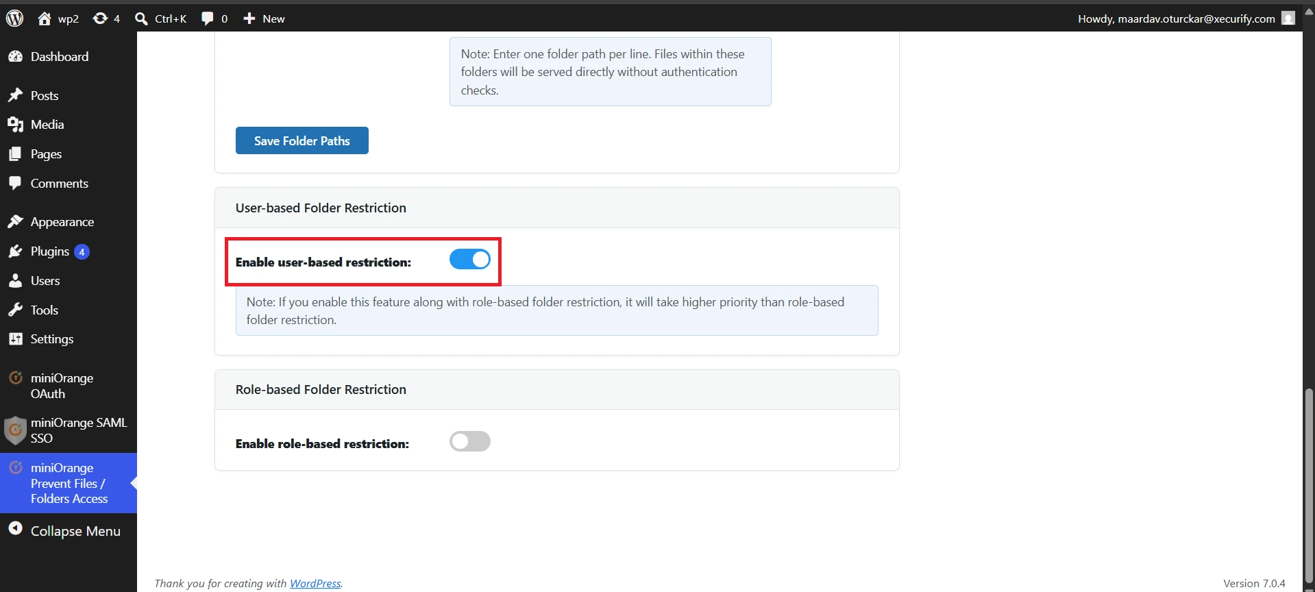 User-Based Folder Restriction - Prevent File Access plugin for WordPress