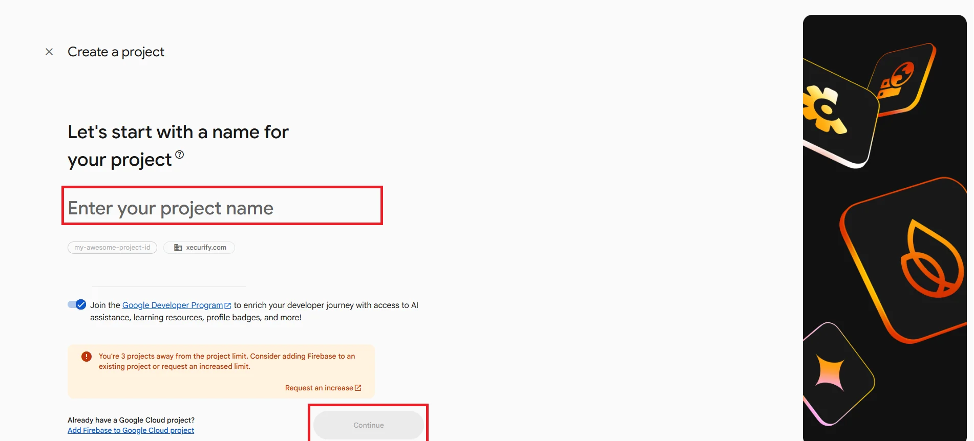 Create a new Firebase project - Firebase Authentication for WordPress